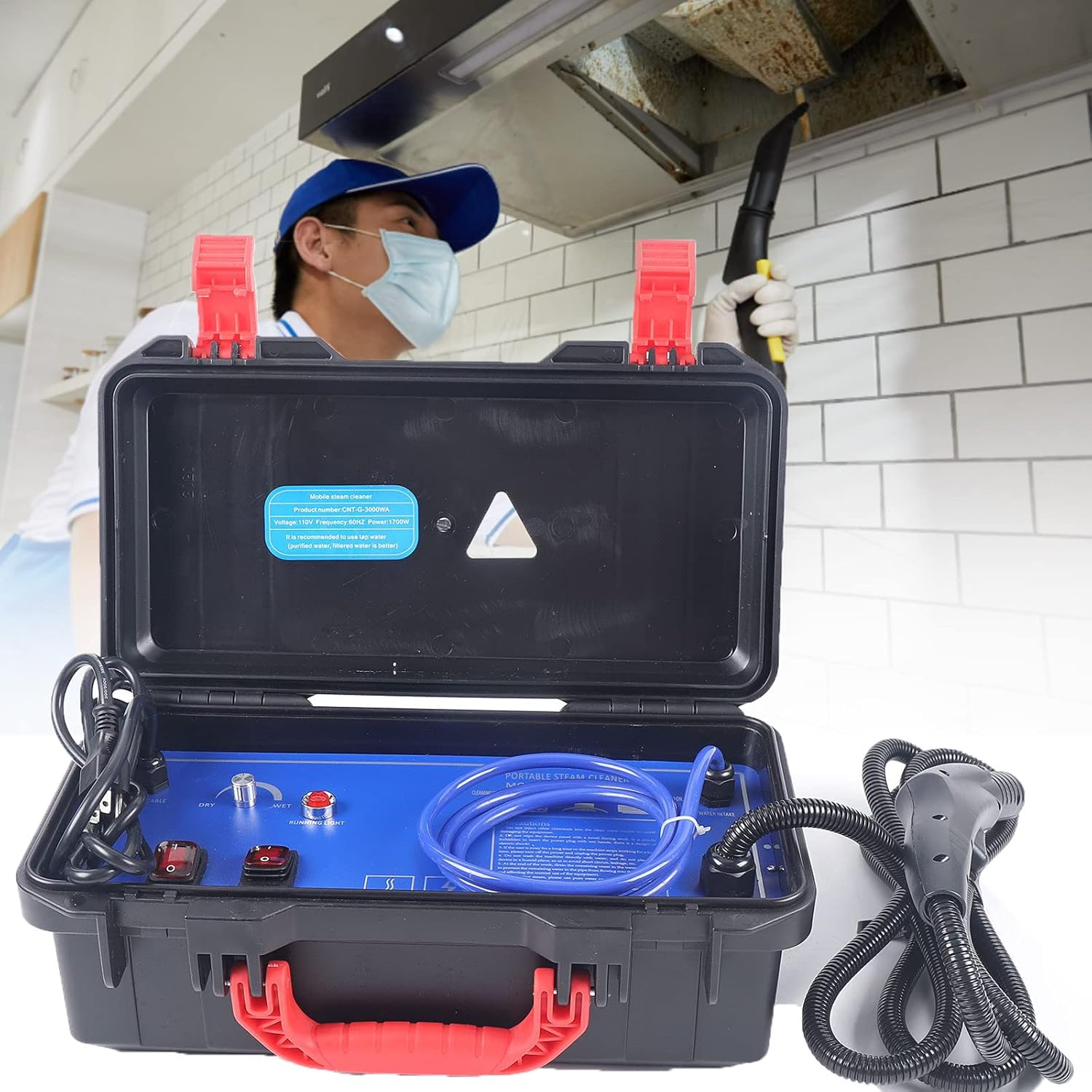 wzfdm High Pressure Commercial Steam Cleaning System Hand-held 5Bar Pressurized Steam Cleaner 360 ° Cleaning for Kitchen, Car,220v#3000w