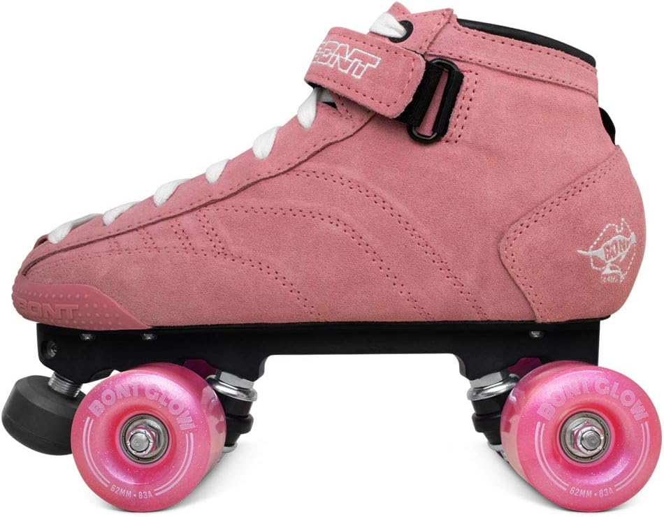 Bont Skates - Prostar Bubblegum Pink Suede Professional Roller Skates with Glow Light Up Led Wheels - Indoor and Outdoor - Roller Skate - Rollerskates