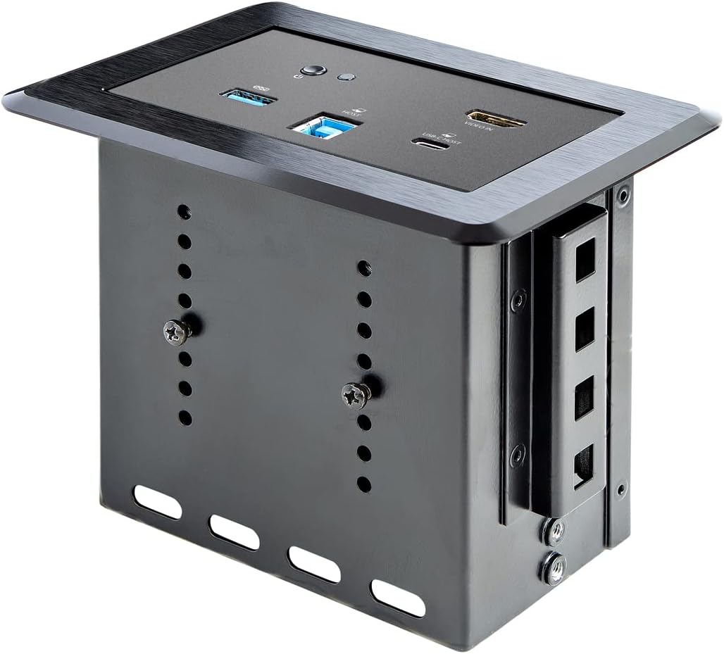 StarTech.com Conference Room Docking Station - Universal Laptop Dock - 4K HDMI, 60W Power Delivery, USB Hub, GbE, Audio - in-Table Connectivity Box for Huddle/Boardroom Collaboration Space, TAA