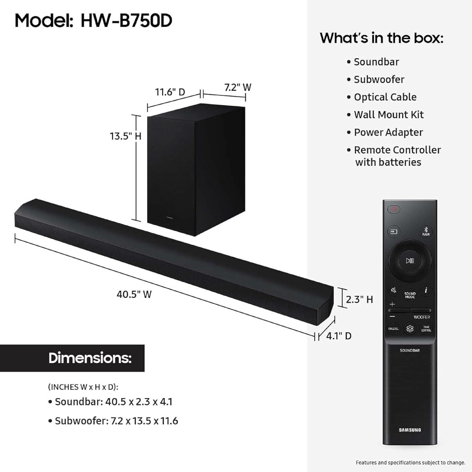 Samsung HW-B750D/ZA 5.1 ch Soundbar w/ Dolby Audio