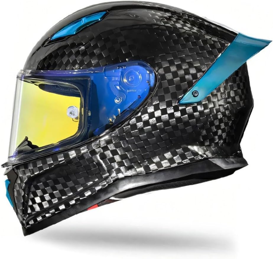 Full Motorcycle Carbon Fiber Helmet, DOT Approved All-Season Compatible Full Face Helmet for Couple Men and Women, Adult Flip Up Motocross Street Racing Helmet Cruise Helmet for Motorbikes