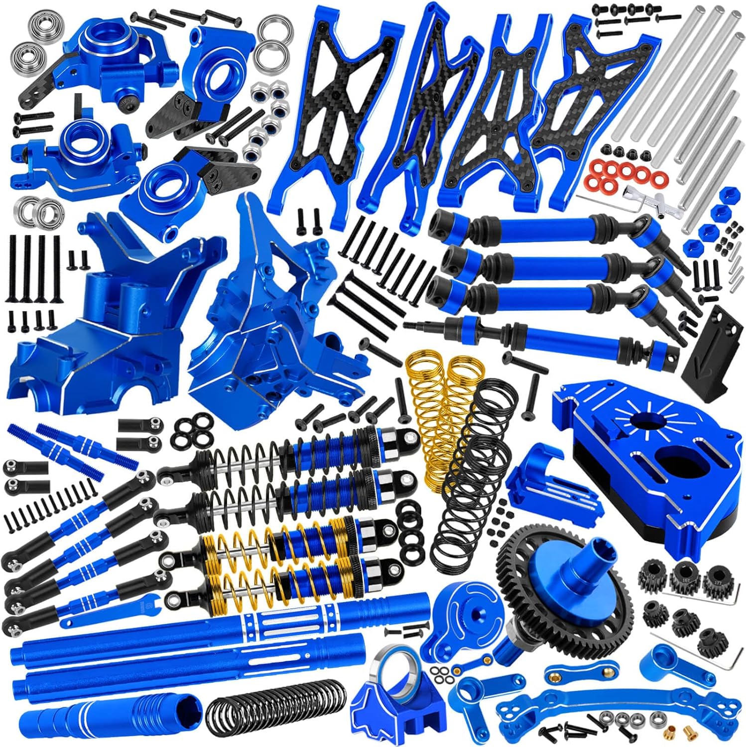 RC Upgrade Parts for 1/10 Big Rock 4X4 V3 3S BLX,Arms/Shocks/57T Gear/CVD/Caster Block/Steering Blocks/Stub Axle Carriers/Steering Bellcranks/Gearbox/Links/Center Driveshafts,Navy Blue