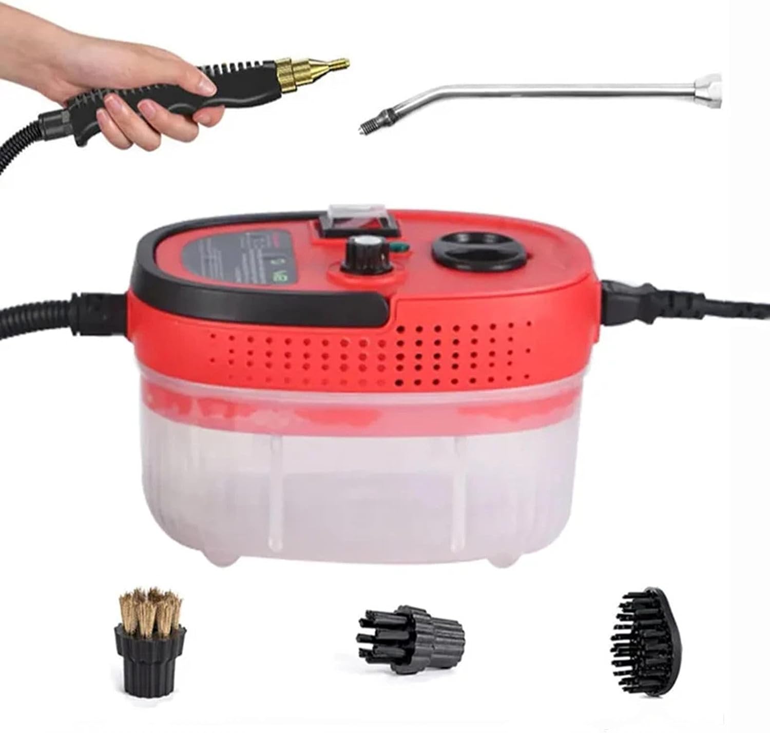 GAOQLX-RSDK Steam Cleaner 2500W High Pressure Steam Cleaner Handheld High Temperature Cleaning Machine for Kitchen Home Car Steam Cleaning,Red