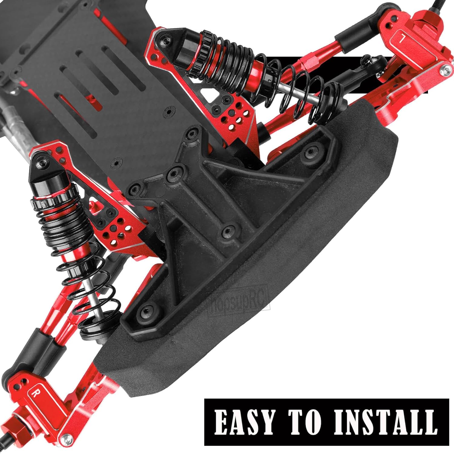 Upgrades Parts for 1/10 Slash 2WD LCG,Carbon Skid Plate&Aluminum RC Shocks&Drive Shaft CVD&A Arms&Steering Block&272R Gearbox&Adjustable Links&Shock Tower&Front Bulkhead,Red