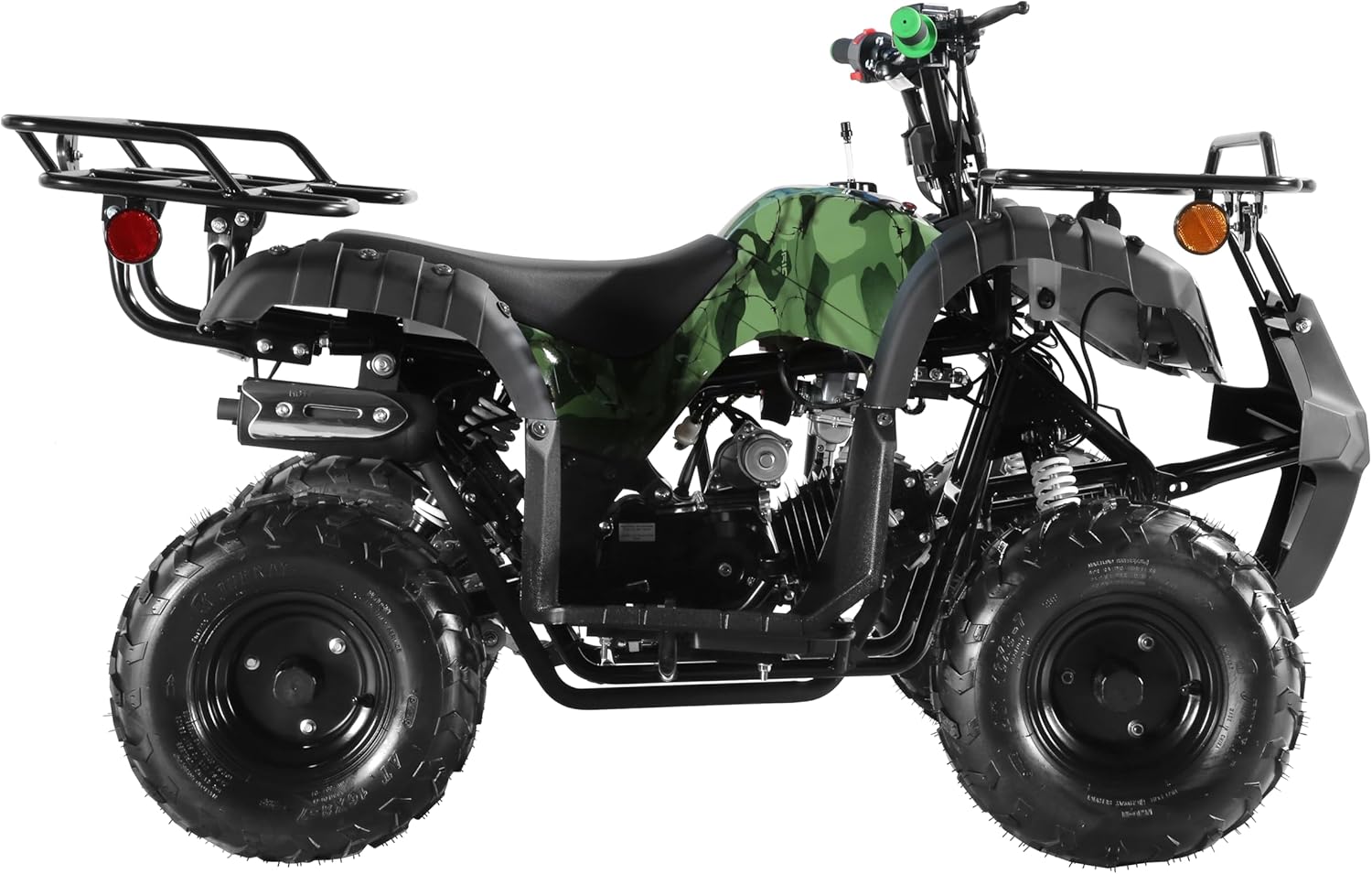 Coolster Gas ATV, 125CC 4-Stroke Mini Gas 4 Wheeler with Front and Rear Disc Brake, with Speed Control and LED Lights, Weight Support Up to 165 LBS, Max Speed 15mph, Camo Green