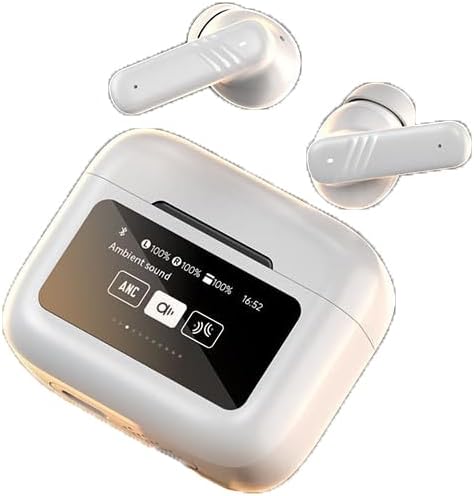 Wireless Ear Buds Bluetooth 5.4 Headphones Wireless Sports Earphones,ANC+ENC Active Noise Cancellation, LCD Full-Color Touch Screen Headset Long Lasting for Phone Laptop PC TV Running Workout
