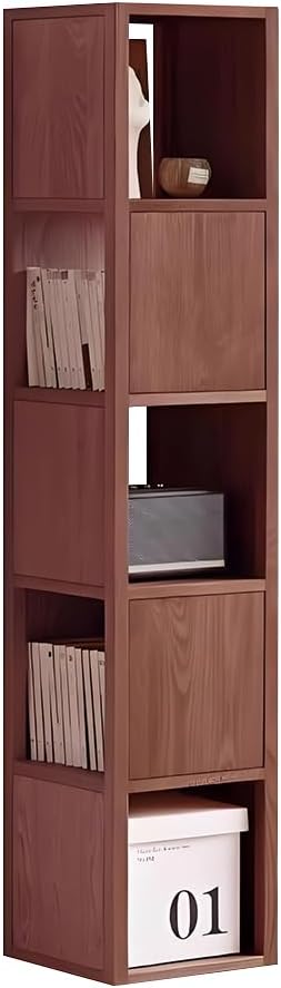 3 Cube Storage Organizer Bookshelf, 3-Tier Floor Standing Wooden Book Shelf, Open Shelf Corner Bookcase for Living Room Bedroom Office(Walnut)