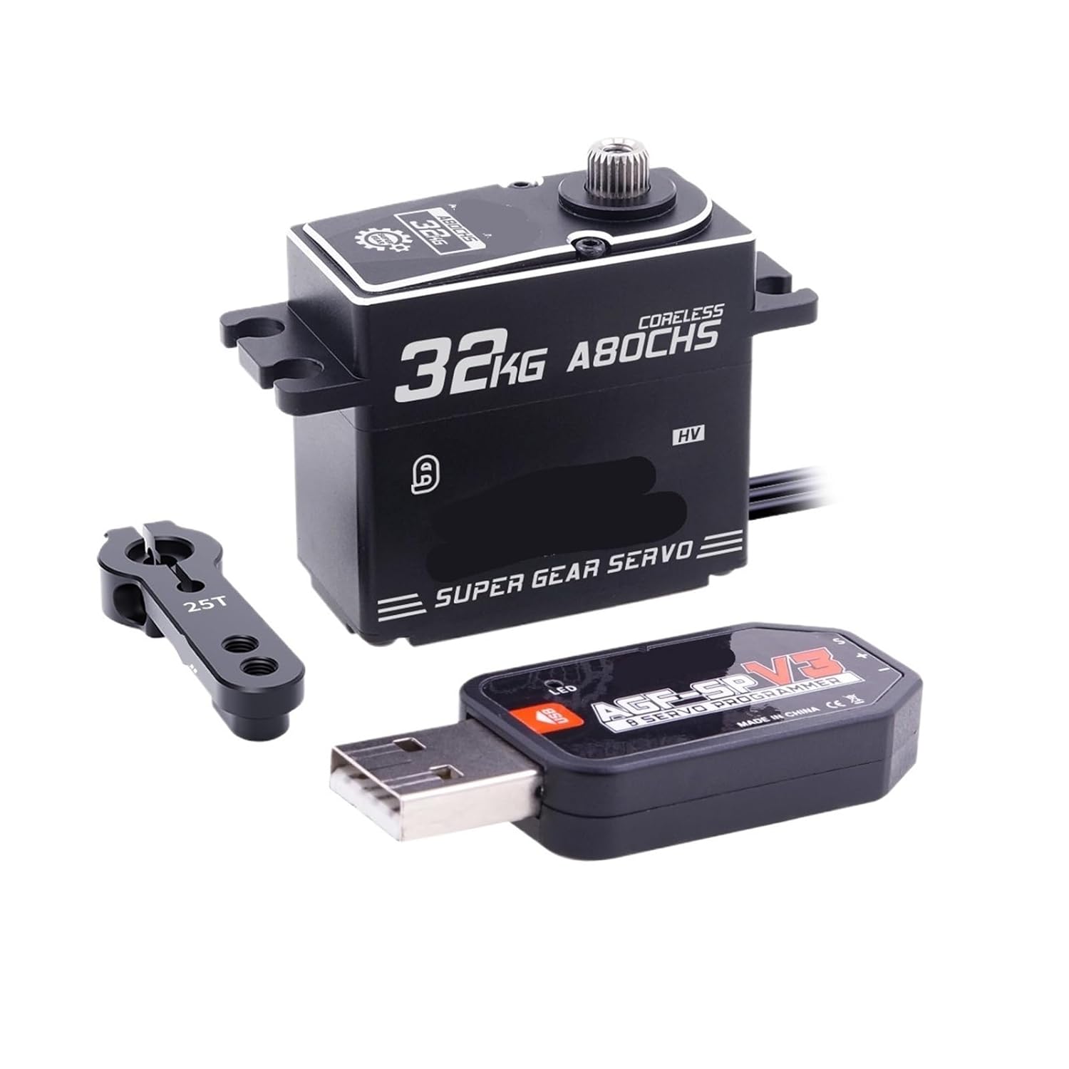 A80CHS 32 kg 7.4V Coreless Brushless Motor Digital STD Servo Metal Gear Suitable for 1/10(A80CHS 32kg X 4psc)