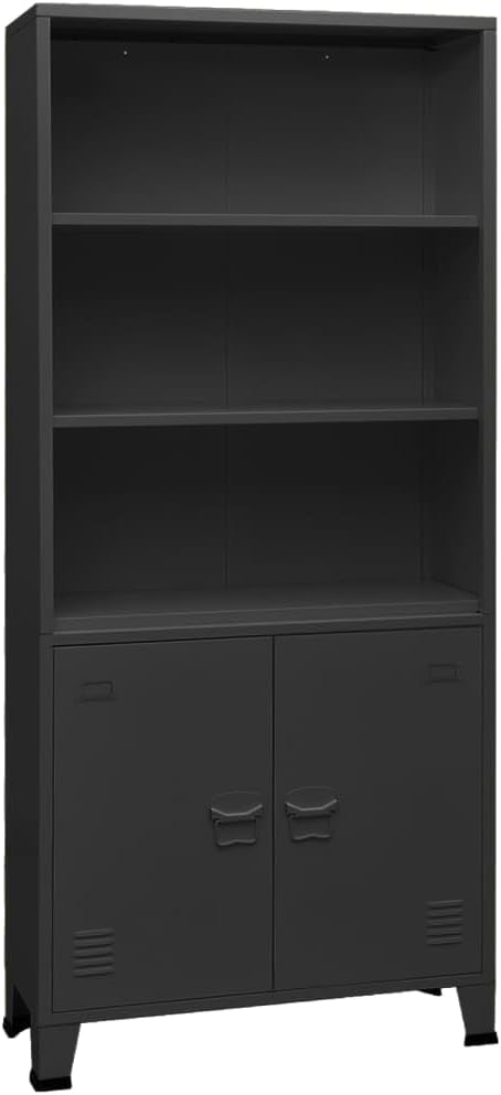 BUKSCYJS Rustic Bookcase Bookshelf for Bedroom Industrial Bookshelf Anthracite 31.5