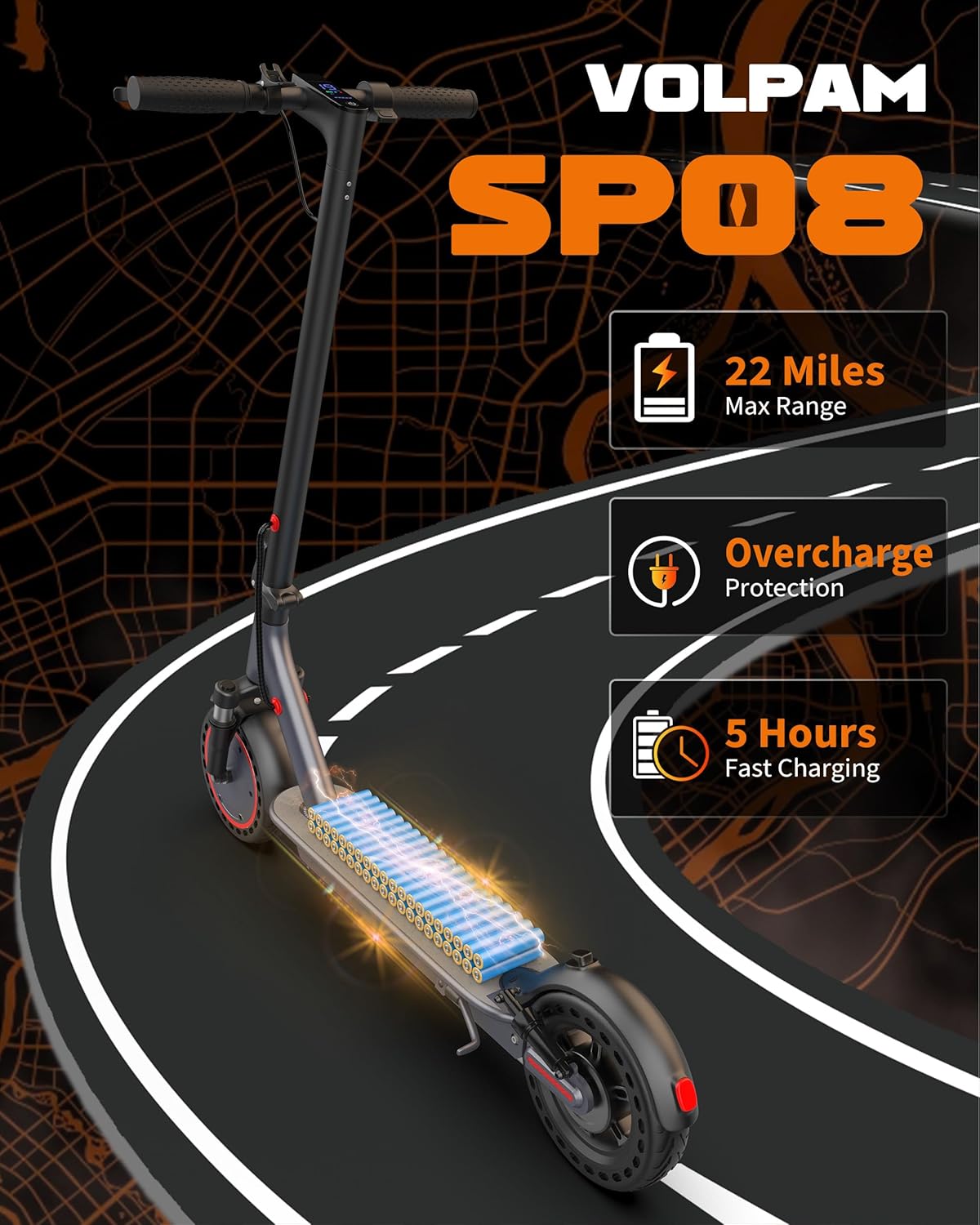 VOLPAM Electric Scooter, 350W/500W Powerful Motor, 8.5