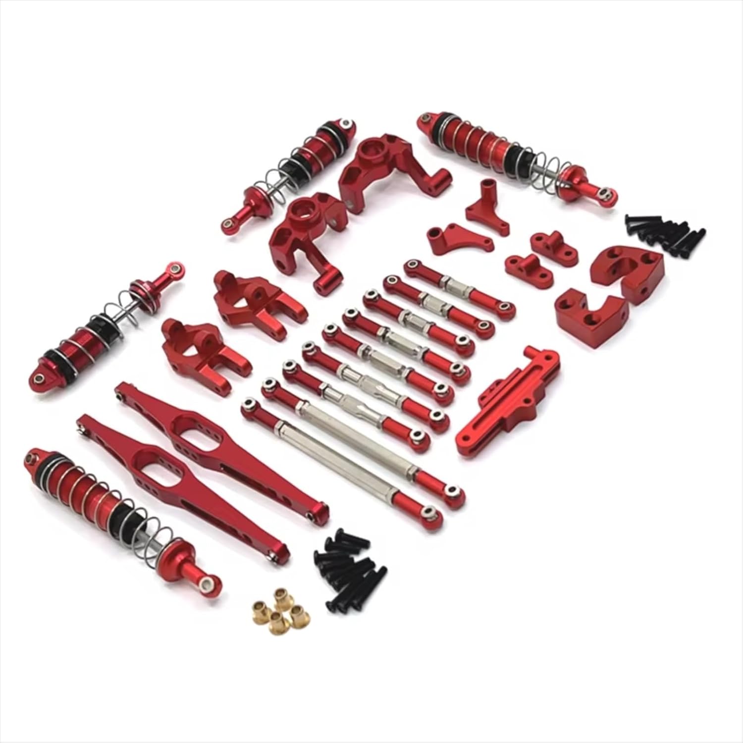 Rc Upgrades Parts For WLtoys 12429 1/12 Remote Control Car Accessories Metal Upgrade Shock Absorber Pull Rod Steering Cup Kit RC Parts(Red)