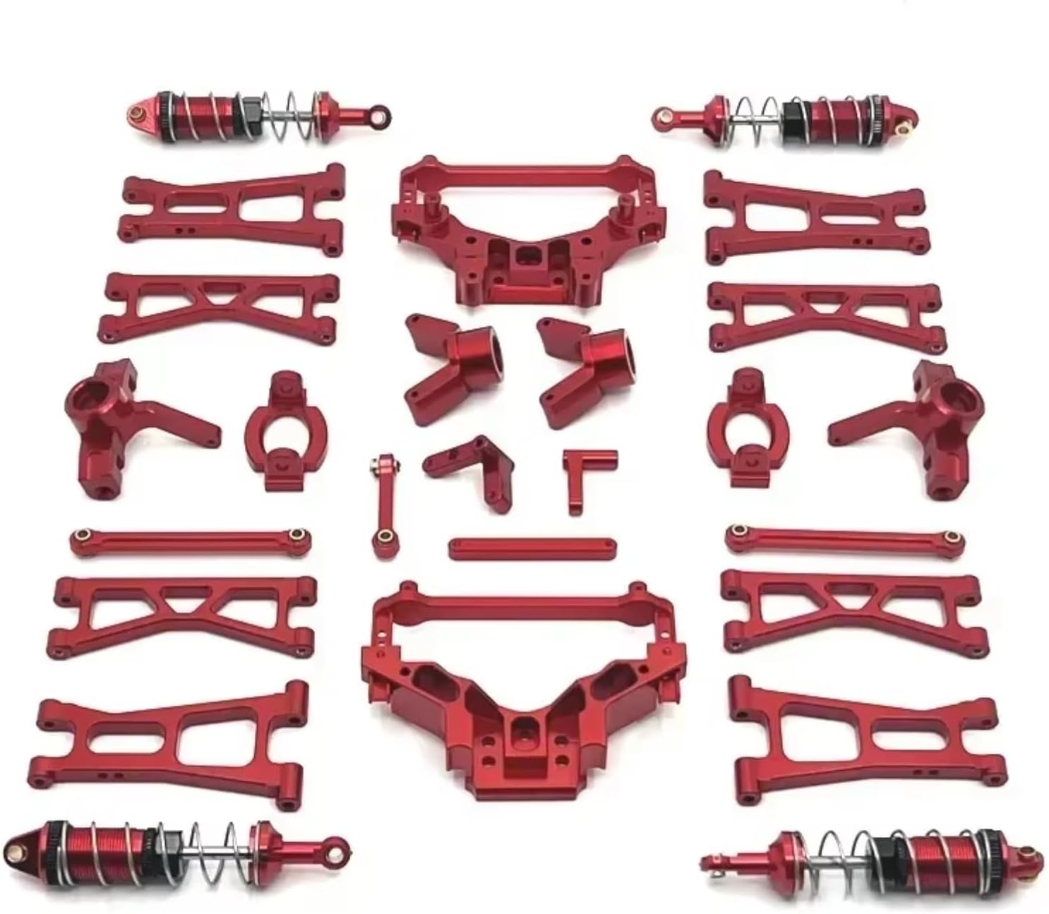 RC Car Accessories For HSp 14321 14322 14331 14332 14431 14432 C8802 YDJ-D879 1/14 Metal Steering Cup Tie Rods Shock Absorbers Set RC Car Part Replacement(Red)