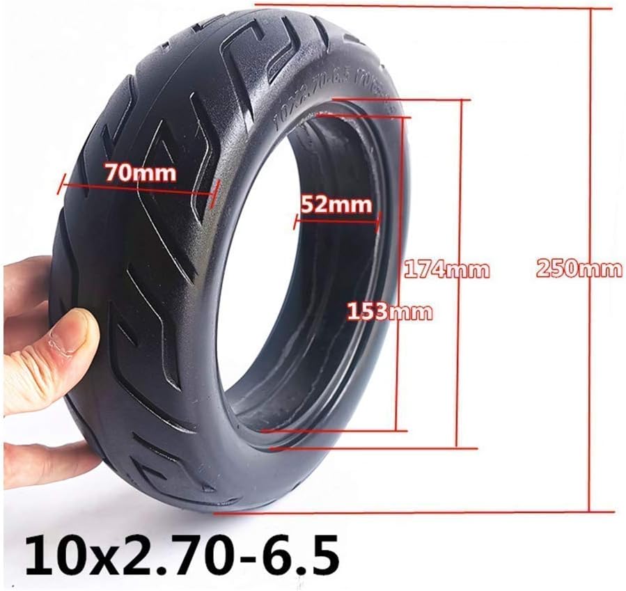 10 Inch 10x2.70-6.5 70/65-6.5 Explosion-proof Solid Tire Non-slip Wear-resistant Rubber Maintenance-free and Puncture-proof Tire,Wearable,Electric Scooter Tires