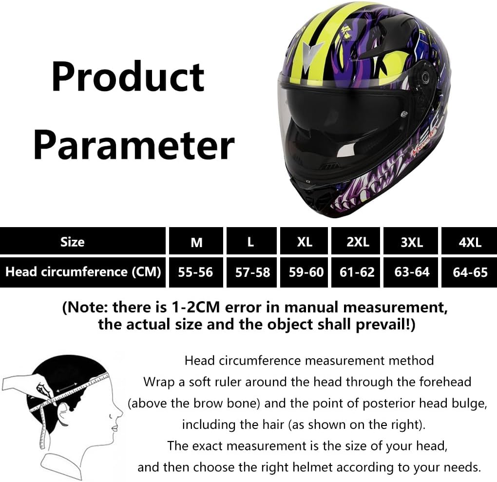 Four Wheelers Integrated Full Face Motorcycle Helmet Adult Men Women Aerodynamic Design Noise Reduction Helmet with Flip-Up Double Visor Mountain Moped Locomotive Helmet DOT Approved