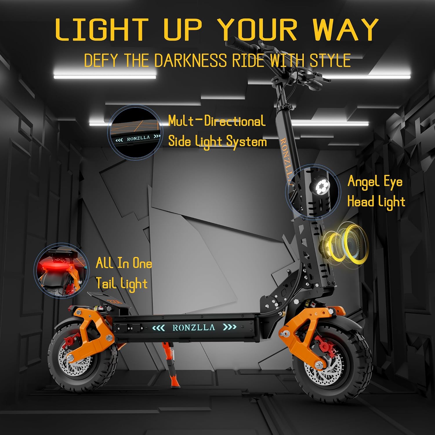 Fast Electric Scooter RZ2, 50 MPH High Speed Off Road E Scooter with 5600w Dual Motor 60 Mile Long Range & Seat for Adults