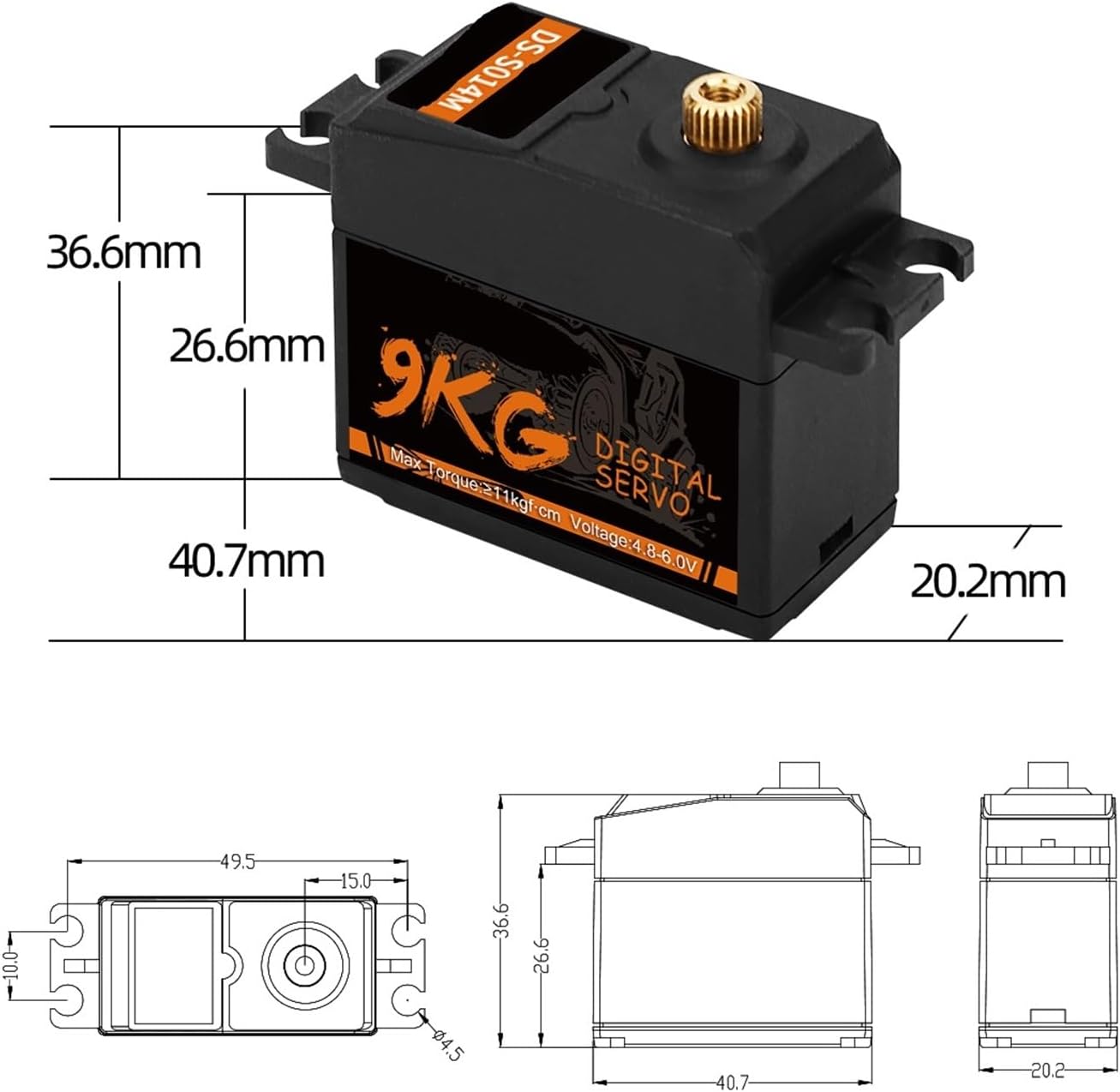 1/5/10/20pcs 9KG Digital Metal Gear Waterproof Servo Suitable for 1/8 1/10 Wltoys 104001 TRX4 SCX10 Yk4102 Mn99s Mn86 12428(20PCS 9KG)