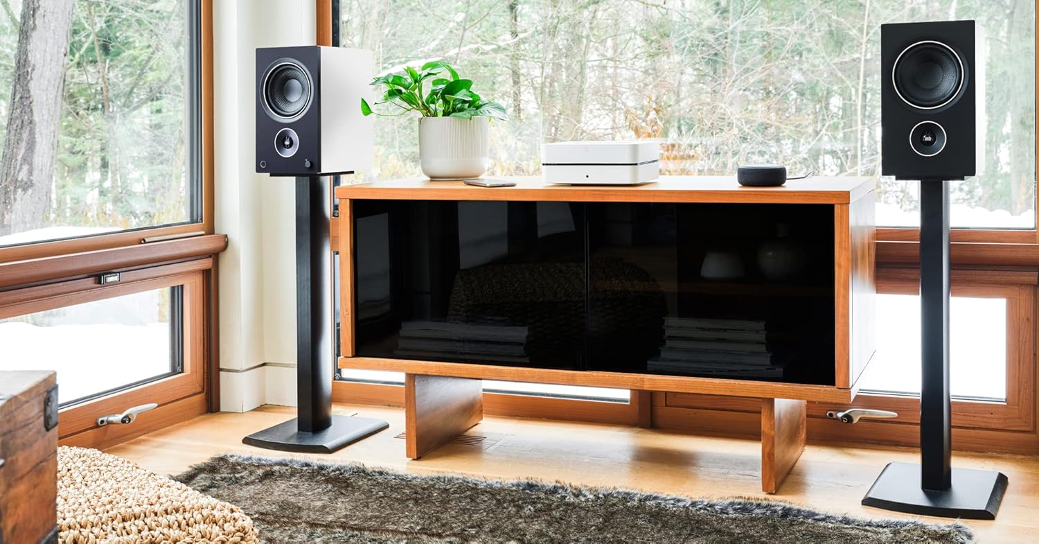 PSB Speakers AM5 Powered Bookshelf Speakers with Bluetooth and Phono Preamp - White