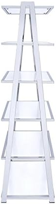 BOWERY HILL Leaning Bookcase in White High Gloss and Chrome