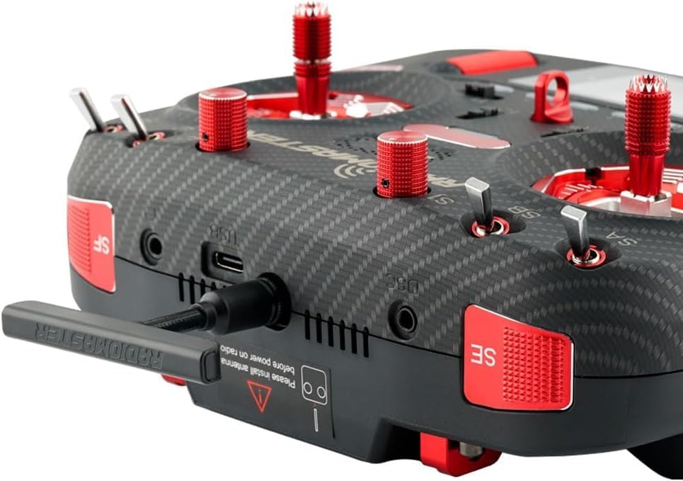 Radiomaster Boxer Max Version with CNC AG01 Hall Gimbals Carbon Fiber 2.4G 16ch Transmitter Remote Control ExpressLRS Mode 2 (Boxer Max Elrs-red with 6200)