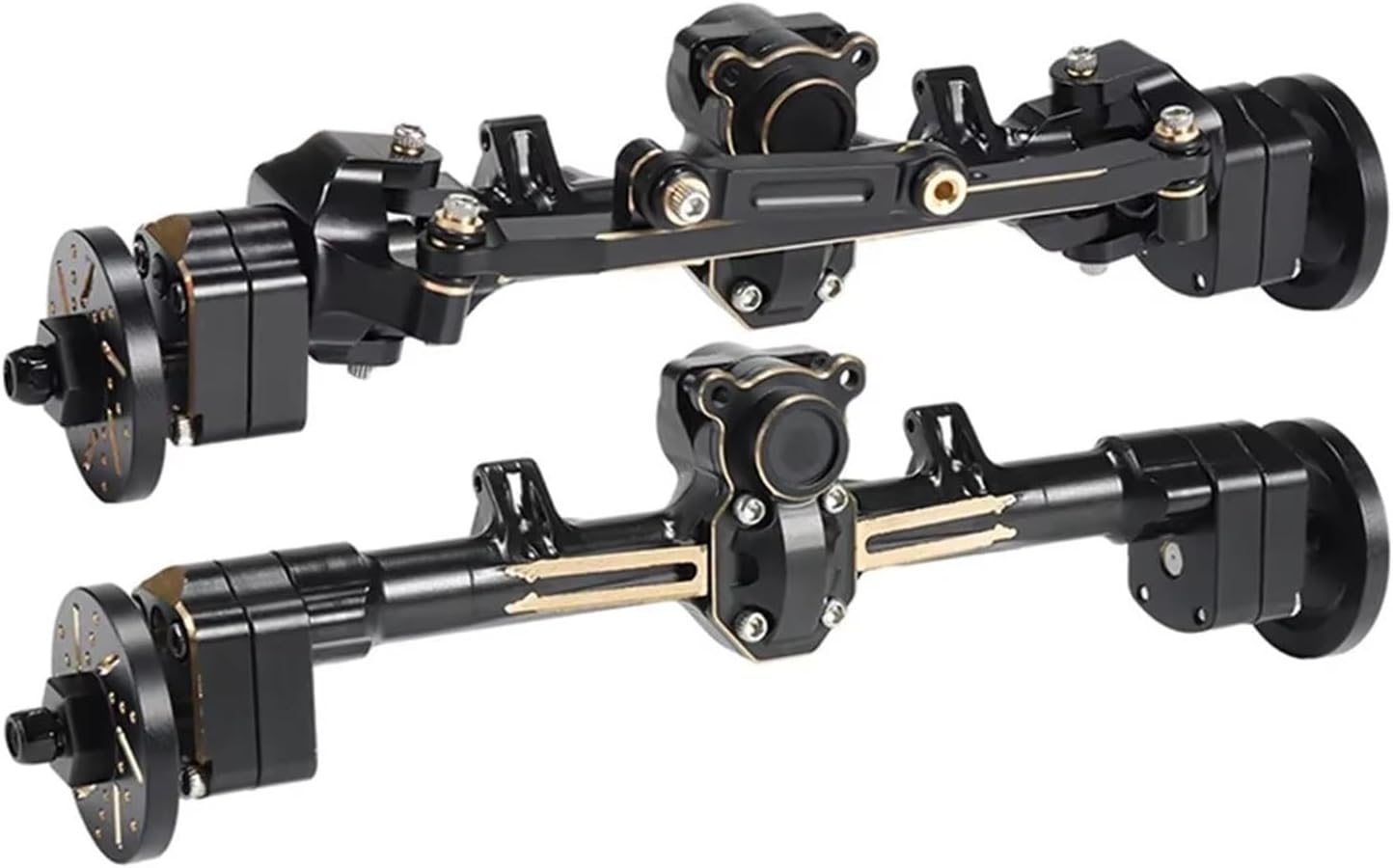 RC Car Parts Compatible with Axial for SCX24 for Bronco for Gladiator 90081 C10 Machined Brass Portal Axle with Steering Link Wheels 1/24 RC Crawler