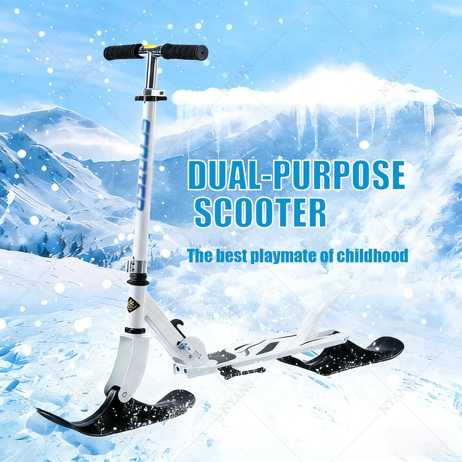 NYANS 2-in-1 Foldable Kick Scooter, with Two Wheels, Adjustable Handlebar, Portable and Foldable, Maximum Load Capacity 70kg, for Children Aged 6-15