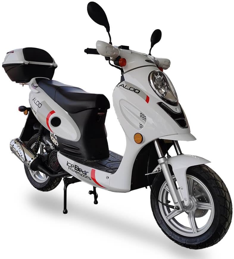 Icebear ALO PMZ150-11 Gas Scooter, White, 150cc, with Top Case and Mirrors