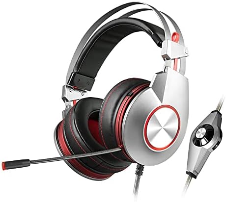 Head Set Gaming Headset with Mic 7.1 Surround Sound Soft Memory Earmuffs Compatible with PC Laptop Accessories (Color : Blue) (Color : Red) (Red)