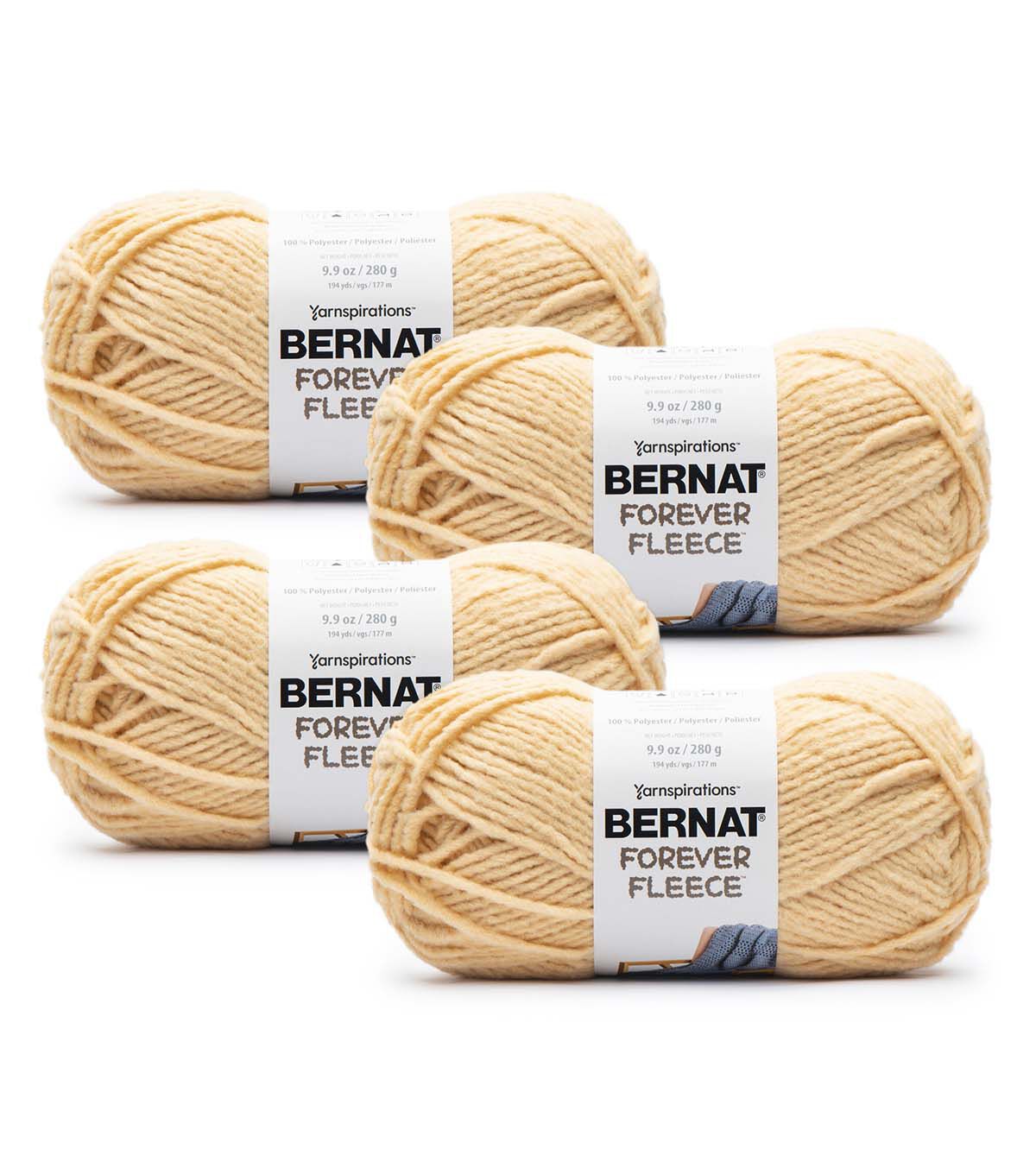 Bernat Forever Fleece 194yds Super Bulky Polyester Yarn 4 Bundle