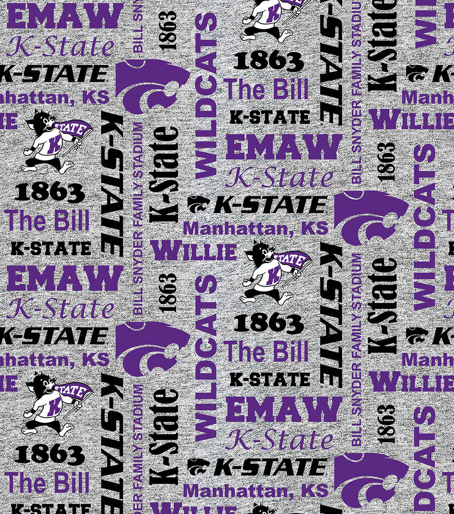 Kansas State Fleece Fabric Heather Verbiage