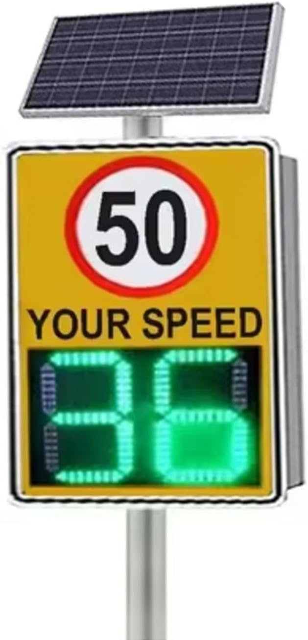 Solar Powered Speed Limit Radar Sign - High Brightness LED Display, Adjustable Reflective Road Warning Feedback Sign, 60x90 cm, Enhance Safety & Traffic Control