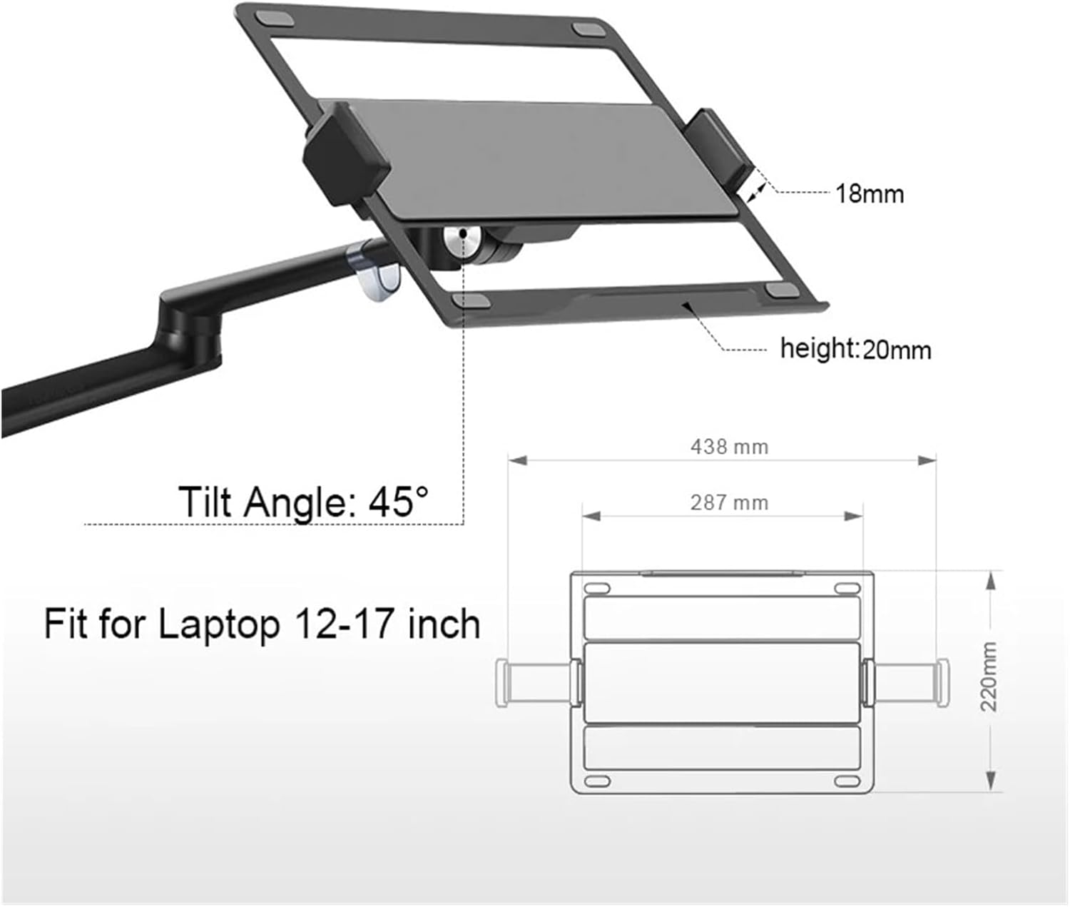 OL-10T Aluminum Height Adjustment Desk Dual 17-32 Inch Monitor Stand + 12-17 Inch Laptop Stand Full Motion Triple Mount Arm