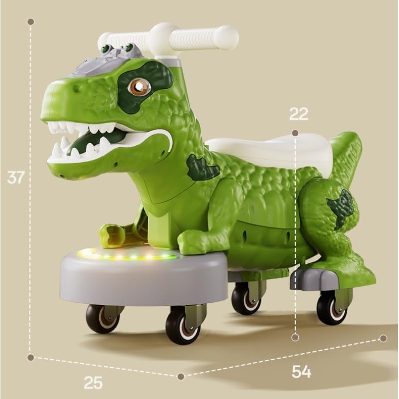 Wiggle Scooter Dinosaur Balance Bike Toddler 4-Wheel Twice Car with Music and Light Effects First Birthday Gifts(Purple)