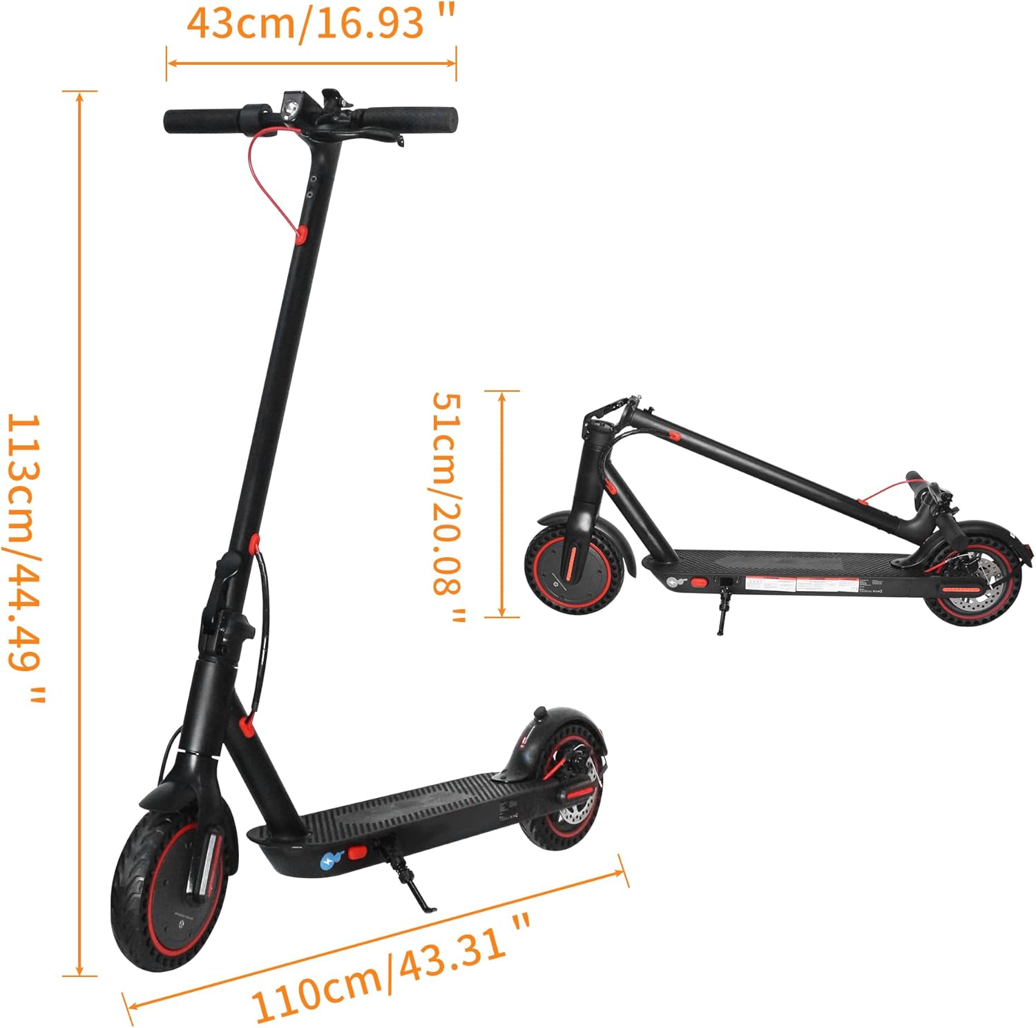 Electric Scooter Adults 16/22 Miles Long Range 21 mph Top Speed Max 500W Motor Brake Pad Lock with Dual Braking and Dual Suspension, App