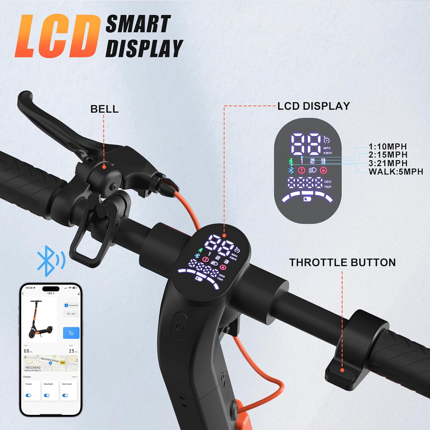 Electric Scooter Adults, 800W Peak Power & 21 MPH Portable Foldable Eletric Scooter, Up to 22 Miles Range, 10