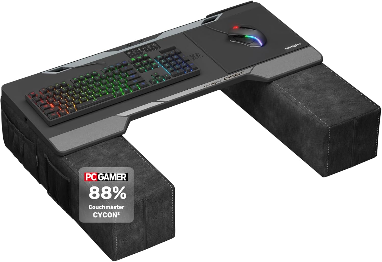 Couchmaster CYCON³ HORIZONLIGHT Bar, Ultimate Ergonomic USB-Hub Gaming Lap Desk for Couch and Bed, Large, Stable and Compatible with All Keyboards and Mouse/Mice, Laptops, PCs, PS4/5, Xbox