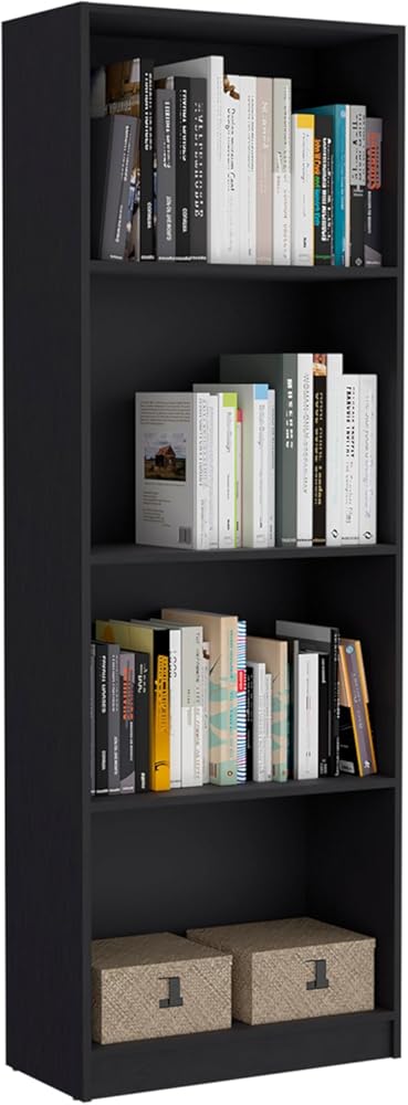 Benicabaly Black 4 Piece Living Room Set with 4 Bookcases, Stylish Storage Solutions for Home Decor