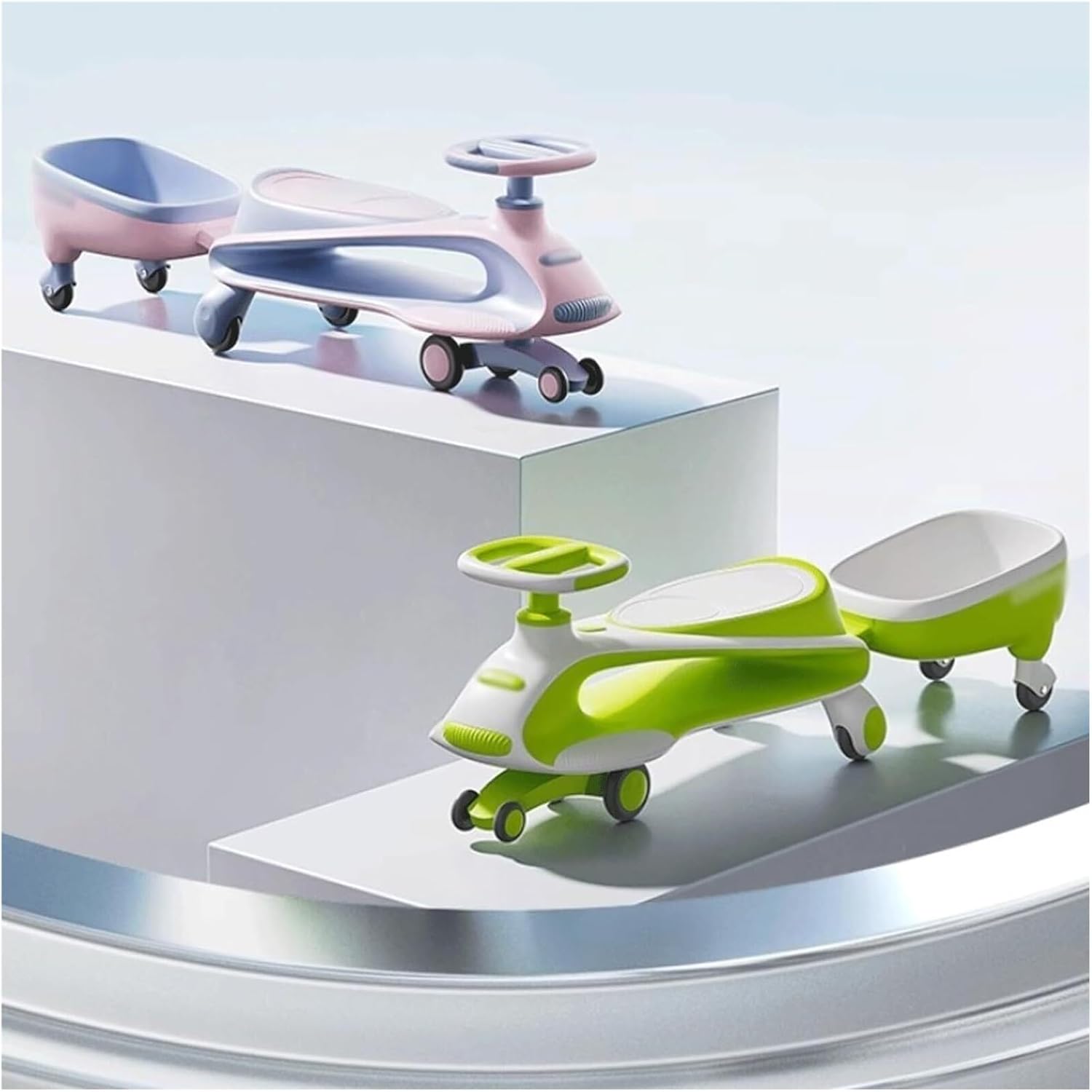 Bicycles Wiggle Car for Kids Swing Car with Small Detachable Trailer Ride On Toy for Boys Girls Ages 3 Years and Up Bike(Green)