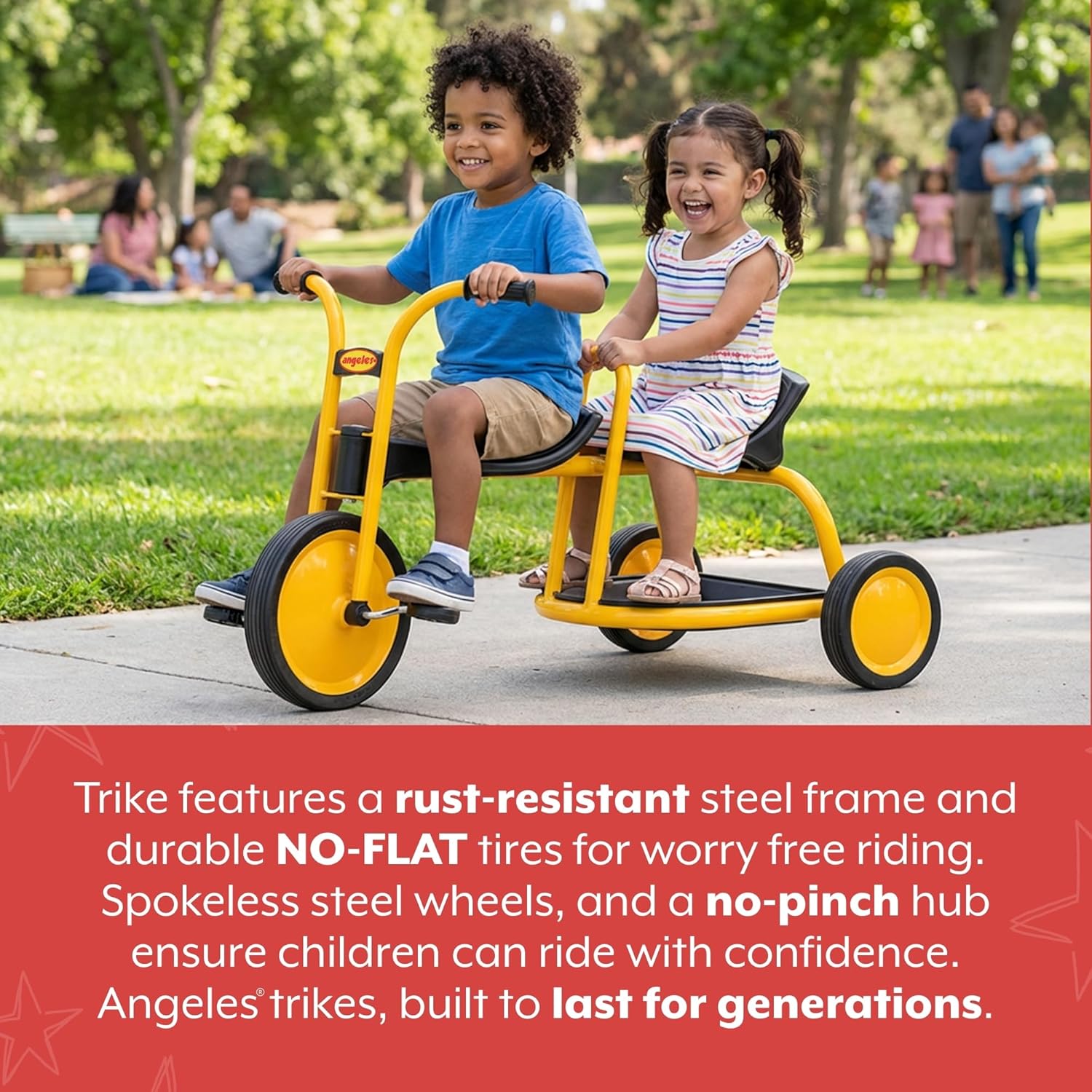 MYRIDER Toddler Trike, Kids Tricycle for Preschool, Daycare, Playground Kids Tricycles, Rubber Tires, Yellow/Black, 12