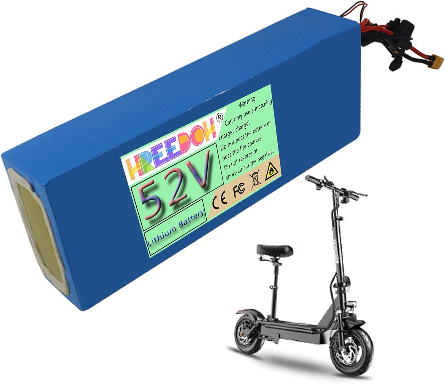 52V Lithium Battery Pack 52V Lithium Ion Battery 15.6Ah 18.2Ah Scooter Batteries for 810W 950W Motor with Charger