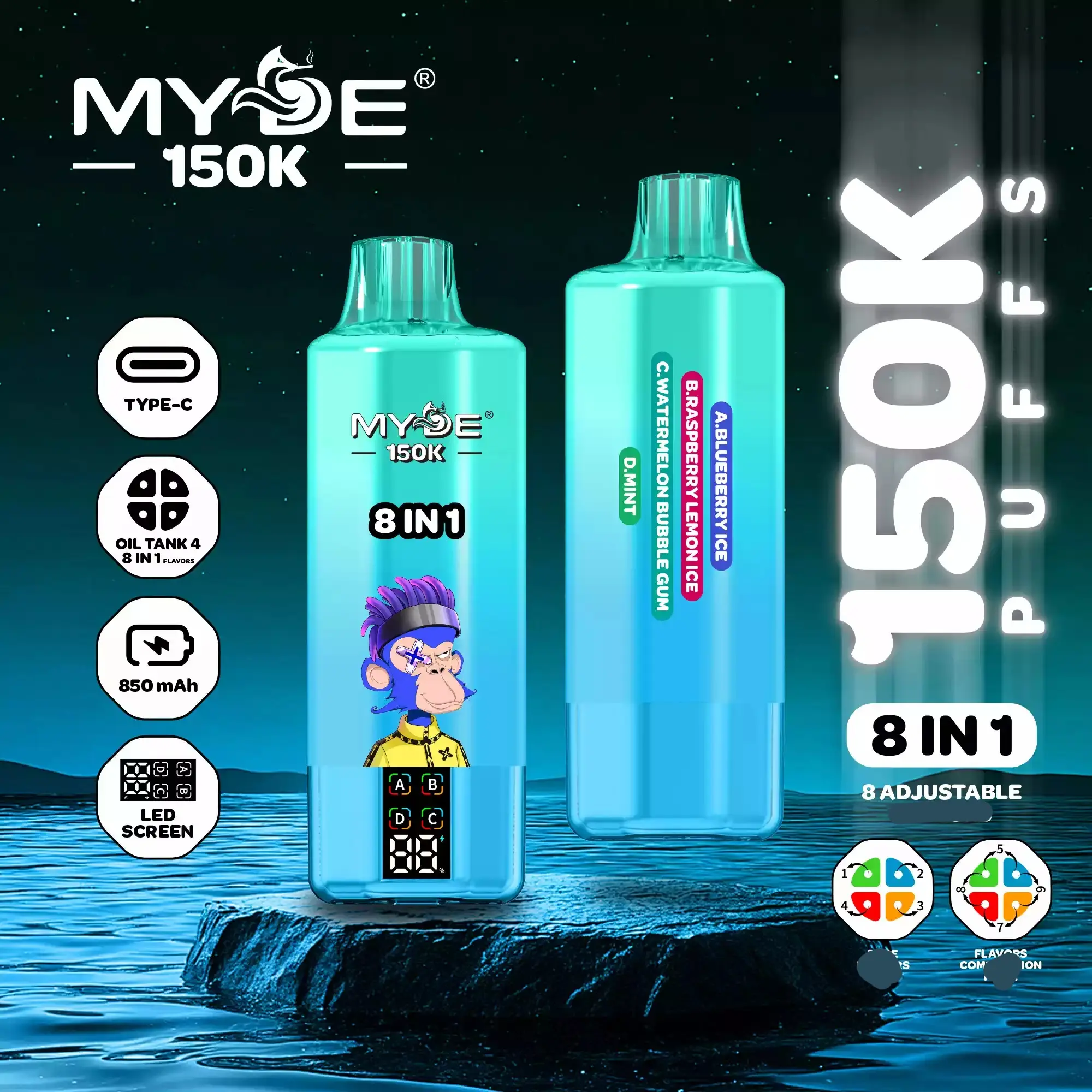 MYDE 150K 8 in 1 (10pcs) - MYEU VAPES