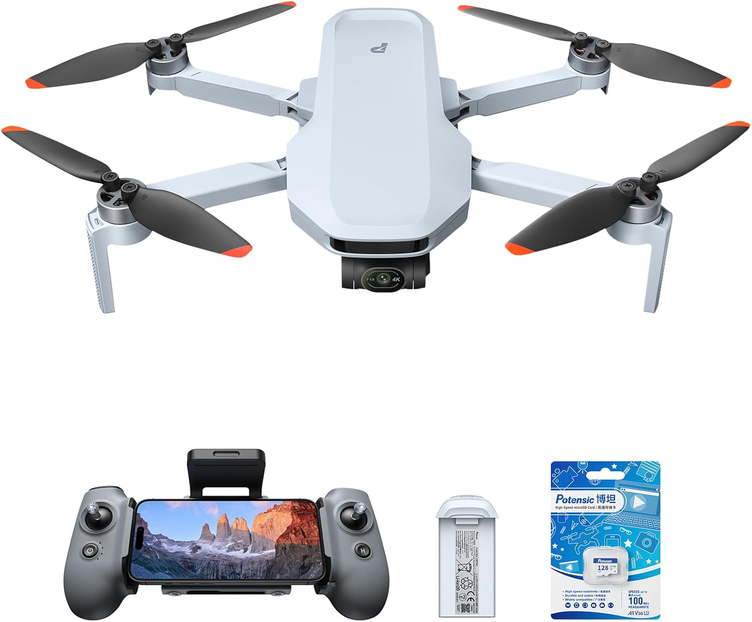 Potensic ATOM 2 3-Axis Gimbal 8K GPS Drone, Standard Kit Bundle with 128GB Micro Memory Card