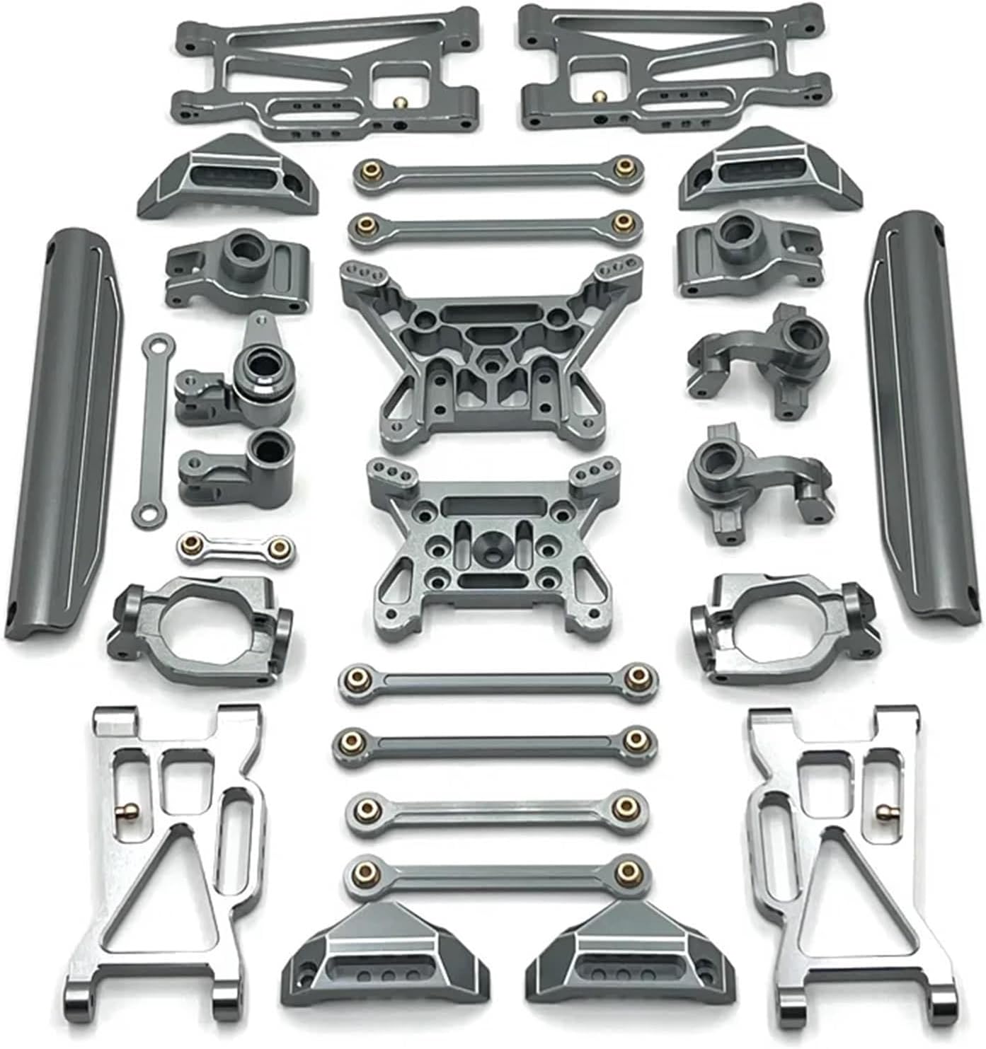 Steering Knuckle Models For MJX 10208 V1 1/10 Metal Front Rear For Swing Arm Steering Cup Hub Carrier Link Rod Shock Tower RC Little Monster Car Upgrade Parts(Titanium)