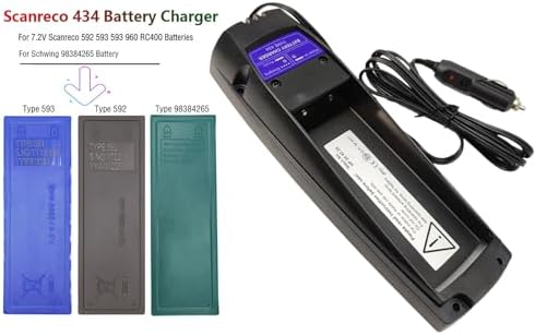 10-30V Scanreco 434 EEA4291 Battery Charger + (2-Pieces) 7.2V Type 593 Ni-MH Battery for 7.2V SCANRECO 592 593 590 960 RC400 EEA2512 RSC7220 13445 Battery GP222101