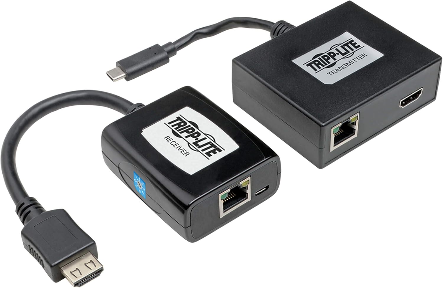 Tripp Lite USB C to HDMI Extender, USB C to HDMI Over Cat6 Extender Kit, USB 3.1 Gen 1, 1080p @ 60 Hz, PoC, Black, 150 ft. (U444-CAT-H)