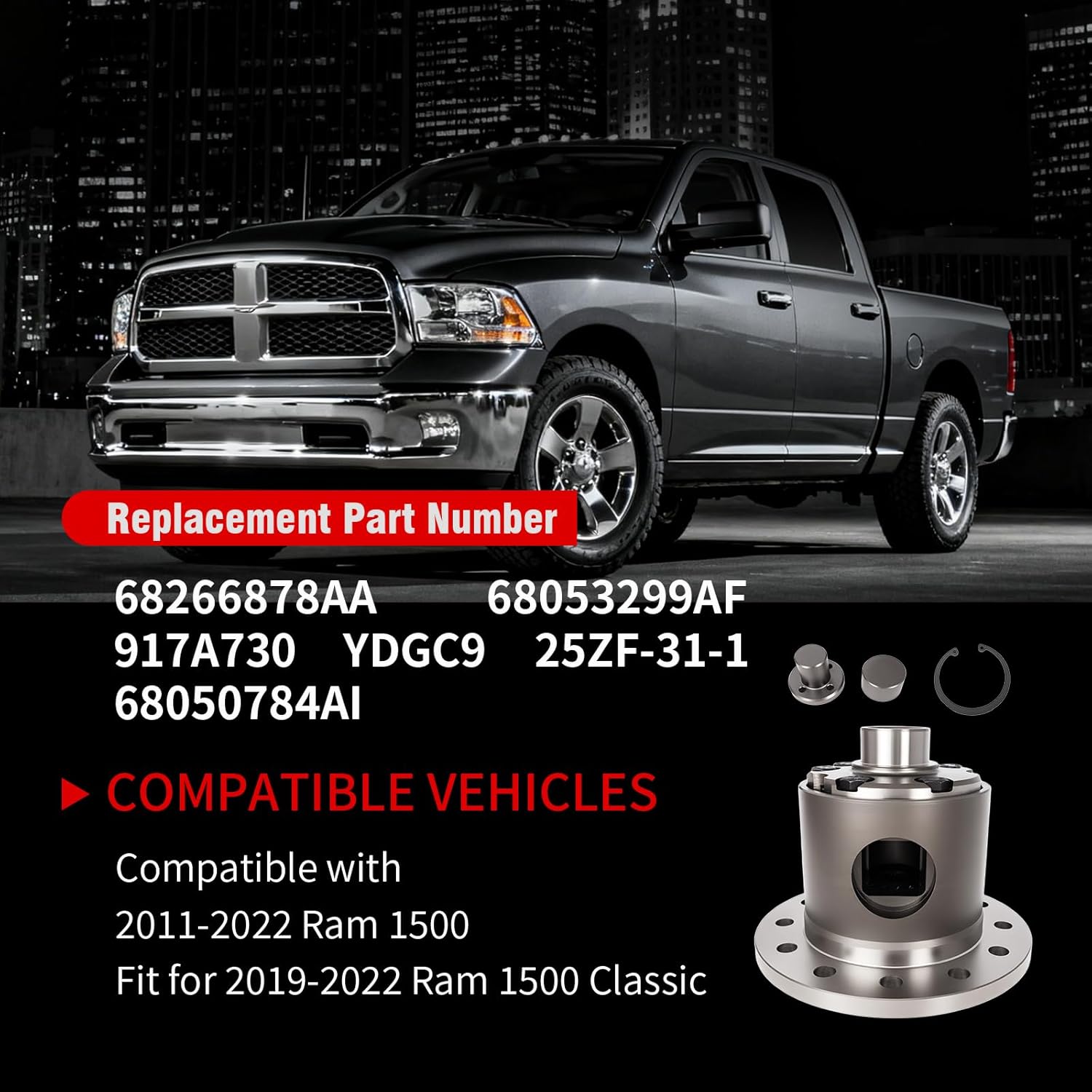 Rear Limited Slip Differential Compatible with 2011-2022 Ram 1500, Fit for 2019-2022 Ram 1500 Classic Chrysler 9.25