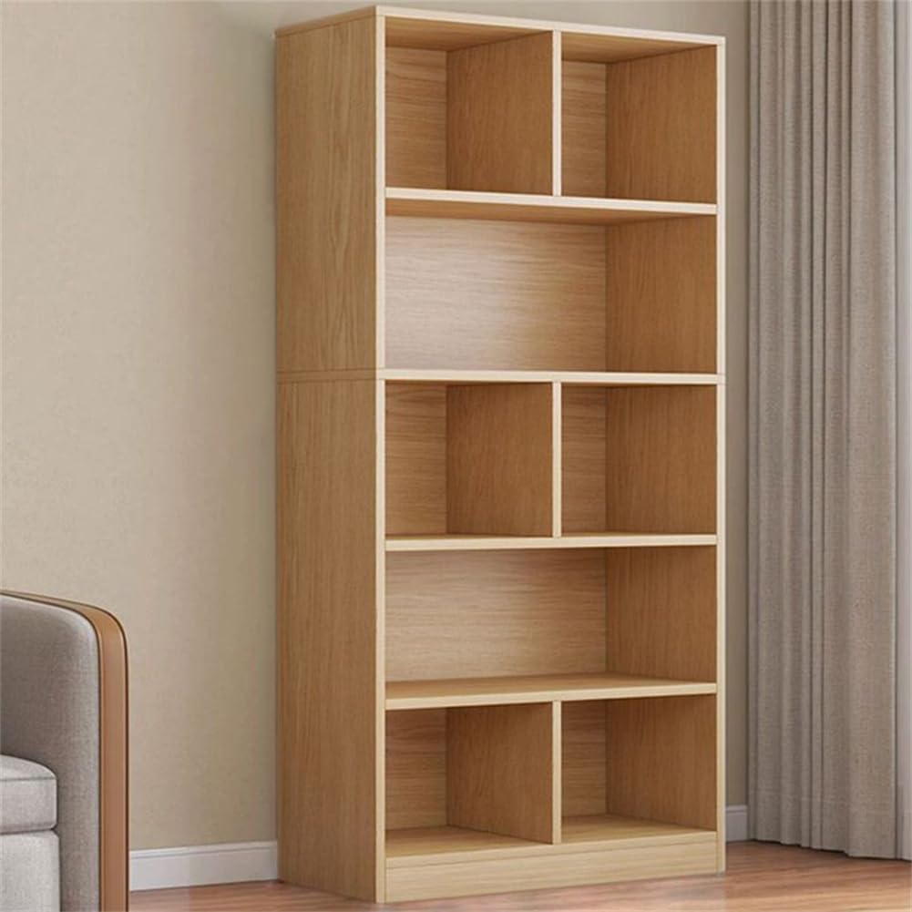 KWOKING Standard Contemporary Closed Back Bookcase Wood Office 5 Tiers Bookshelf Shelf Floor-to-ceiling Living Room Cabinet Bedroom Storage Cabinet Multi-layer Bookcase 23.6