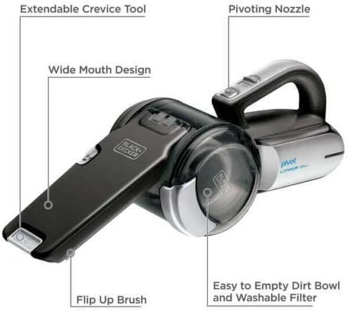 UYJKOAE Handheld Vacuum Cleaner 20 Volt Lithium Battery Swivel BDH2000PL