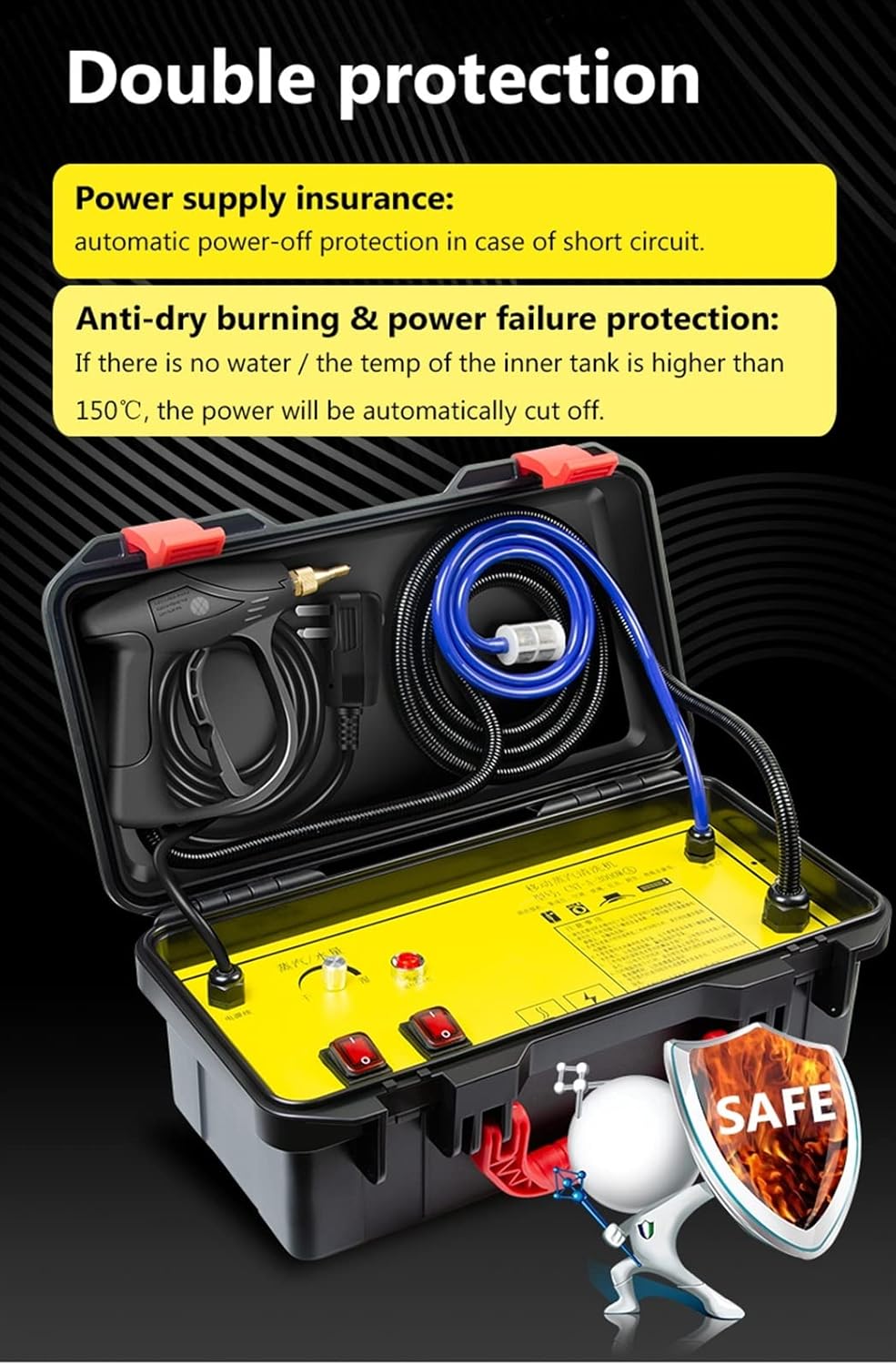 Lifyn2 Steam Cleaning Household Electric Steam Cleaner 3000W 4.5Bar High Temperature and Pressure Air Conditioner Range Hood Car Cleaning