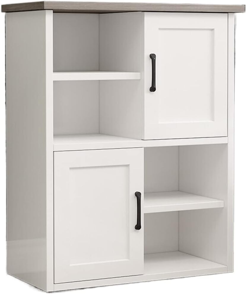UNNS Bookshelf Floor-to-Ceiling Bookcase Bookshelf with Cabinet Door Display Rack Suitable for Living Room Study Office Storage Cabinet Bookcase Organizer (Color : White)