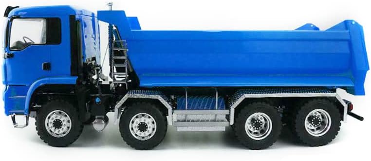LESU 8x8 1:14 RC Dump Truck Hydraulic Remote Control Metal Tipper Car Model Lock Differential Steering Servo 2-Speed High Torque Transmission(Blue)